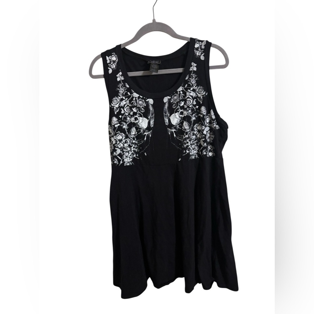 Hot Topic Midnight Hour‎ Black Skull Floral Skater Dress 1X
